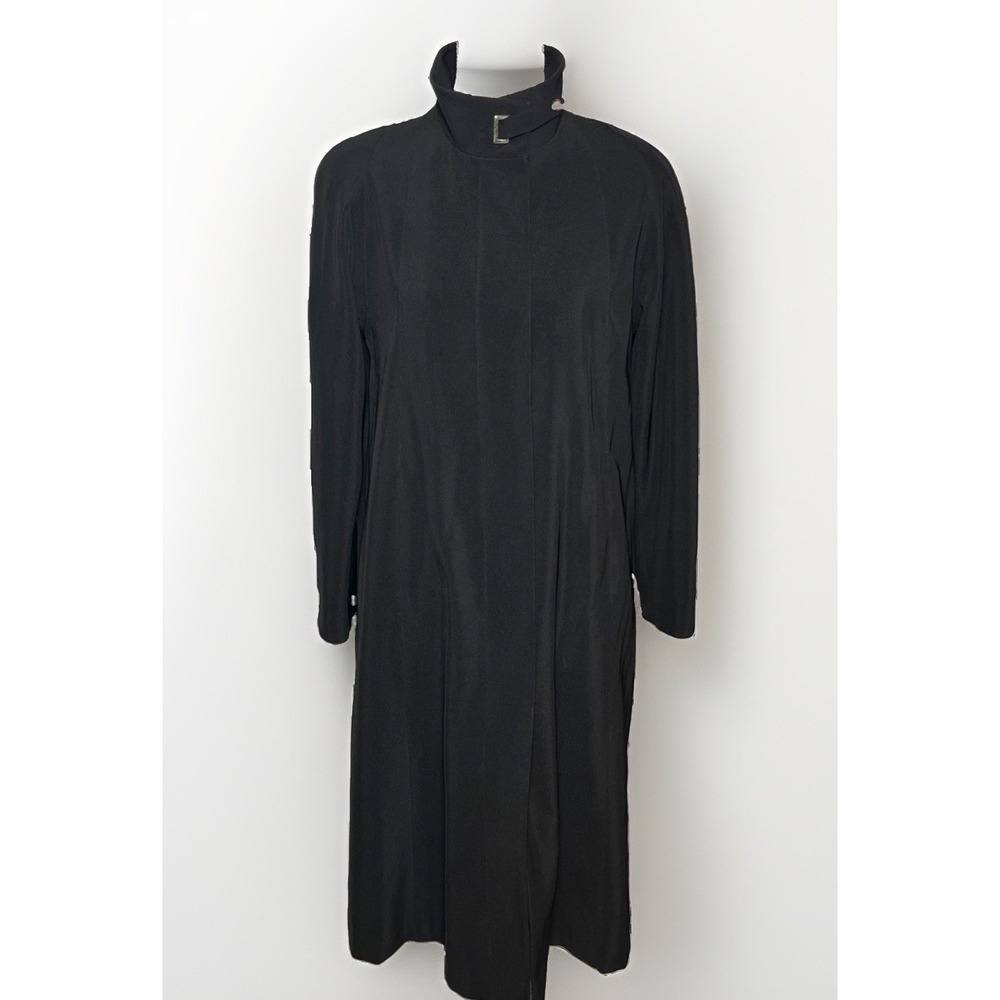 Vintage Novelti Black Mock Neck Trench Coat Women's Size XS